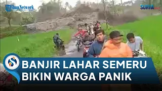 DETIK-DETIK Banjir Lahar Semeru Menerjang. Warga Panik Selamatkan Diri, Jembatan Gantung Putus