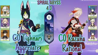 C0 Tighnari aggravate & C0 Kazuha national - spiral abyss 4.3 floor 12 | Genshin impact