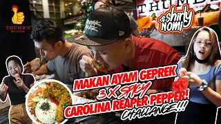 Thumb's Geprek 3X Spicy Carolina Reaper Pepper Challenge! Riuh Bersama, Julai Billie, Shirly & Nomi!