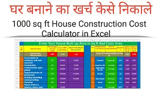 House Construction Cost Calculator 2024 | घर बनाने का खर्च केसे निकले | House construction Excel