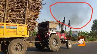 arjun 605 di and New Holland 3630 tractor pulling full loaded Sugar cane trolley 🤦‍♂️Sugar cane load