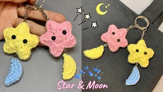 Crochet Star Keychain ⭐️🌙 | Amigurumi Star And Moon | Móc Móc Khoá Ngôi Sao | Xuxu Crochet