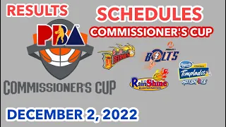 PBA COMMISSIONER'S CUP SCHEDULE TODAY December 2, 2022; PBA PLAYOFFS STANDINGS; PBA Live