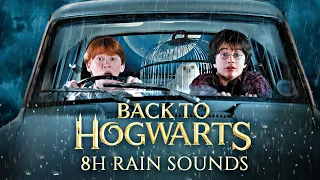 7H Rain Inside Car 🌧️ Harry Potter ASMR Ambience 🌧️ Flying Car with Harry & Ron - Back to Hogwarts