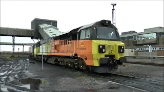 Coal unloading at Aberthaw Power Station ( now closed) with 70809. 21st Aug.2017