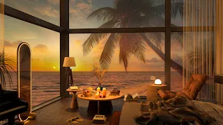 4K Cozy Beach Bedroom in Summer Ambience | Smooth Piano Jazz Music for Relaxing, Chilling