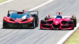 Bugatti Bolide vs Ferrari F1 2025 Concept at Monza GP