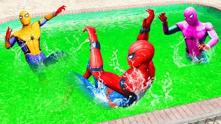 GTA 5 Rainbow Spiderman Jumping Into Toxic Pool (Ragdolls/Euphoria Physics) #4