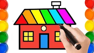 How to draw beautiful House 🏡 for kids* Easy House drawing, Painting & colouring for Toodlers*