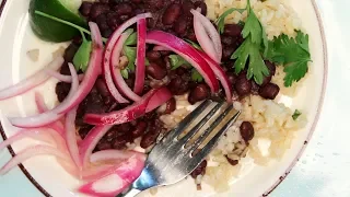 Black Beans with Cilantro-Lime Brown Rice and Pickled Onions