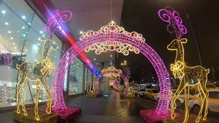 Moscow Christmas lights, Walking Moscow, Kiyvsky metro & European shopping center 4K| Новый год