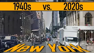 New York 1940s vs 2020s_5th Ave street. 'Historic' drive. Nostalgic_Vintage_Retro