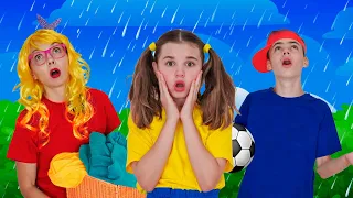 Rain Rain Go Away - Kids Song Rainy Day!  Nick and Poli