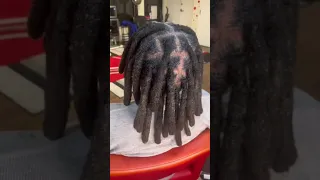 Hair wrapped around his locs giving the illusion of wicks no mission impossible #locs #fypシ #wicks