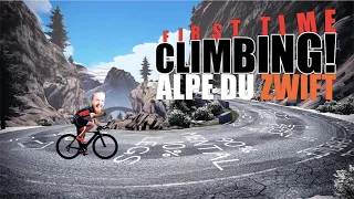 First time CLIMBING ALPE DU ZWIFT!