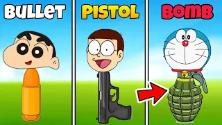 Shinchan And Nobita Play Noob Vs Pro Vs Hacker In Big Gun RUN 3D 🤣🤣 | Funny Game |