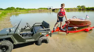 Hudson Finds Old Boat After Flood | Tractors for kids