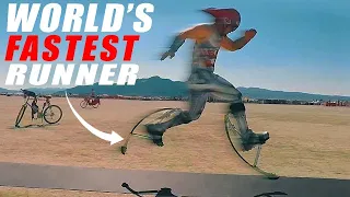 Fastest Man Alive on Spring Loaded Stilts