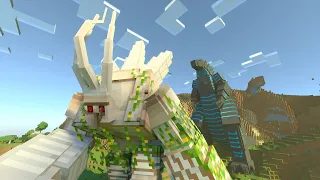 Godzilla VS ULTIHA HUTANT TITAN IRON GOLEM COLOSSUS in Minecraft PE MMCRAFT TV