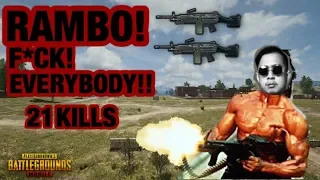 RAMBO.. JAMBO!!! | M249 x M249 Dual Gameplay | 21 Frags | Solo Recap | PUBG Gameplay