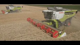 2 Claas Lexion 770's with 10.50 mtr / 35 feet headers in Winter Wheat 2020    HD 1080p