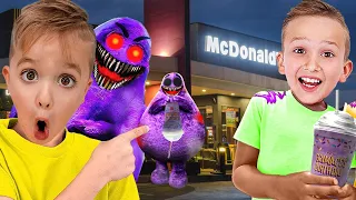 Vlad and Niki Tried Grimace Shake Challenge in Real Life at McDonald's!