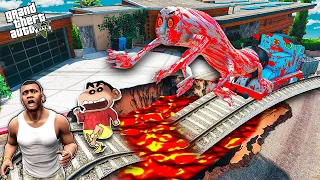 FRANKLIN CONTROLLING ZOMBIE THOMAS TRAIN TO SAVE SHINCHAN IN GTA 5 | GTA5 THOMAS TRAIN