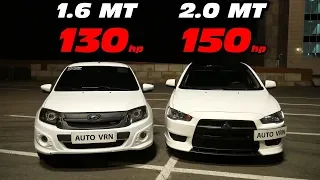 Вы БУДЕТЕ УДИВЛЕНЫ!!! GRANTA SPORT vs Mitsubishi Lancer X 2.0 MT. ГОНКА