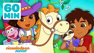 Dora the Explorer | Compilation de 60 MINUTES de Dora qui sauve des animaux ! 🐯 | Nickelodeon Jr.