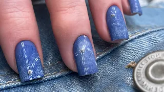 Nail Shape Transformation with Gel Overlay | Denim Nail Art