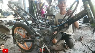 proses pembuatan motor ojek taksi  gabah HONDA Blade Repsol model bulat