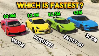 GTA 5 ONLINE : VIRTUE VS PANTHERE VS ENTITY MT VS 300R (WHICH IS FASTEST?)