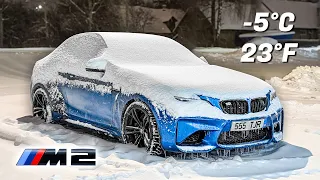 BMW M2 Cold Start & POV Drive in Heavy Snow (-5°C / 23°F)