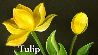 How to paint yellow tulips | one stroke ( in 1.5 minutes )