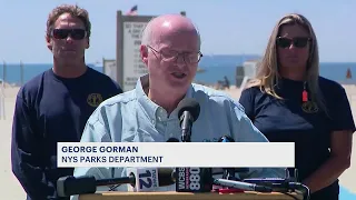 Lifeguards at Jones Beach give free swim lessons for kids with summer underway