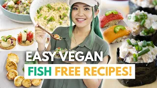 5 LAZY VEGAN FISH-FREE RECIPES! (Easy Sushi, Ceviche, Vegan Tuna, Scallops)