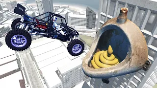 Incredible Epic High Speed Jumping Cars Into a Gigantic Toilet - Beamng Drive Game