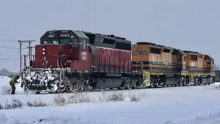 Railroad Yard Switching In Snow, Short Line Action, Indiana & Ohio Railway, Melvin Stone Yard, B&O