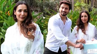 Malaika Arora Spotted In Simple White Salwar With Mr Faisu For New Project