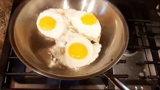 202. eggs in a stainless steel pan without sticking... almost. How to cook in Allclad d3 10 inch pan