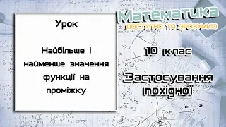 10 клас. Застосування похідної. Найбільше і найменше значення функції на проміжку.Урок 3