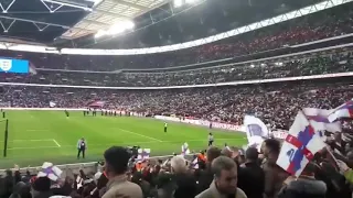 England fans sing “footballs coming home” after 2-1 win over Croatia