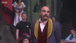 David Suchet as Poirot in Peter Pan Goes Wrong