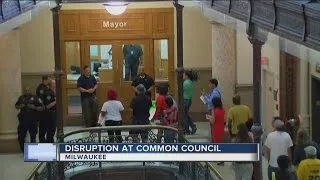 Protesters disrupt common council meeting Thursday