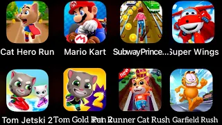 Cat Hero Run,Tom Jetski 2,Tom Gold Run 2,Super Wings: Jett Run,Mario Kart,Garfield Rush,Pet Runner….