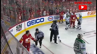 Matthew Tkachuk vs John Klingberg Early Fight |Calgary Flames vs Dallas Stars | NHL Playoffs Game 2