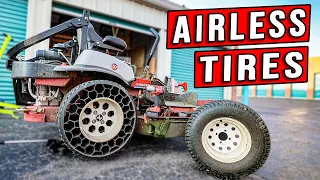 AIRLESS TIRES?! Exmark Tractus Tire Swap Out!