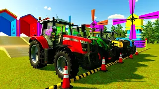 TRANSPORT OF COLORS ! MEDIUM TRACTOR TRANSPORTING TO WORK IN GRASS JOB ! Farming Simulator 22