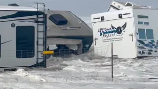 Giant Waves Slam RVs At Oceano Dunes