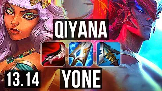 QIYANA vs YONE (MID) | Rank 2 Qiyana, 12/1/5, Legendary, 400+ games | KR Grandmaster | 13.14